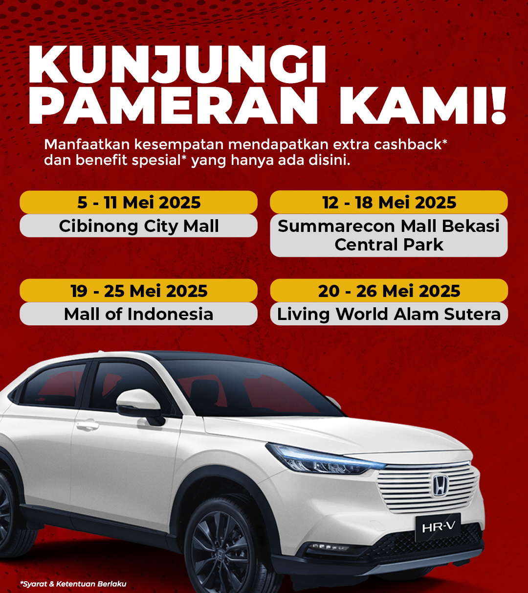 Honda hadir di Mall-Mall Favorit dengan Program Penjualan Menarik
