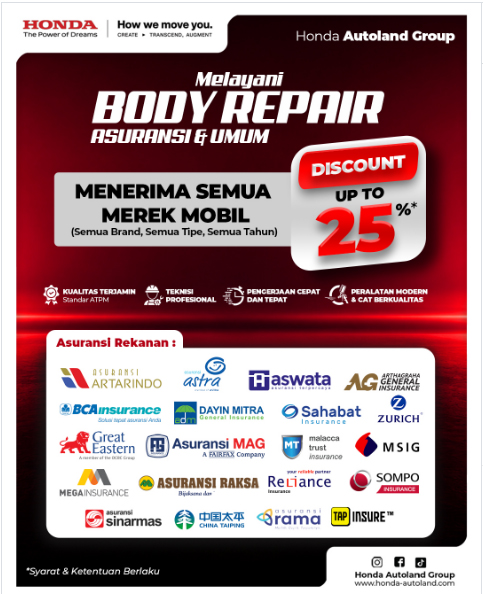 Honda Autoland Group melayani Body Repair untuk semua merek, tipe, dan tahun kendaraan! 🔧